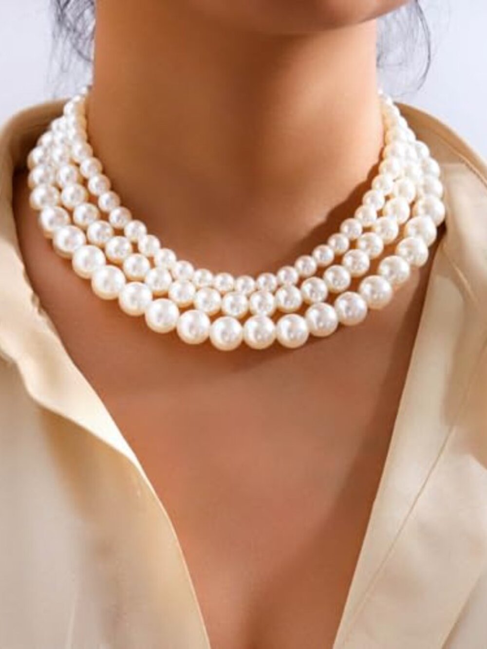 Layered Pearl Necklace for Women Long Pearls Necklaces Strand Pearl Necklace